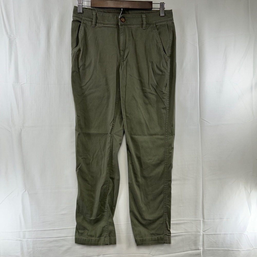 L.L.Bean‎ Chino Pants Women 6 Petite Olive Green Cotton Stretch 523006